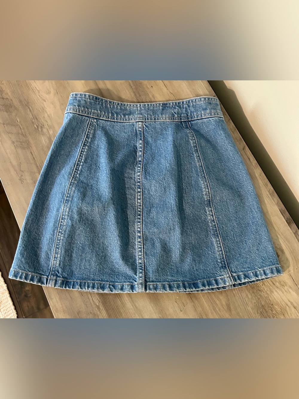 Madewell Stretch Denim A-Line Button Front Mini Skirt Size 00 Like New - Picture 3 of 6